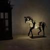 Abstract Horse Sculpture Hollow Horse Statue with Light Metal 3D Animal Figurine Home Office Desktop Decoration Ornament