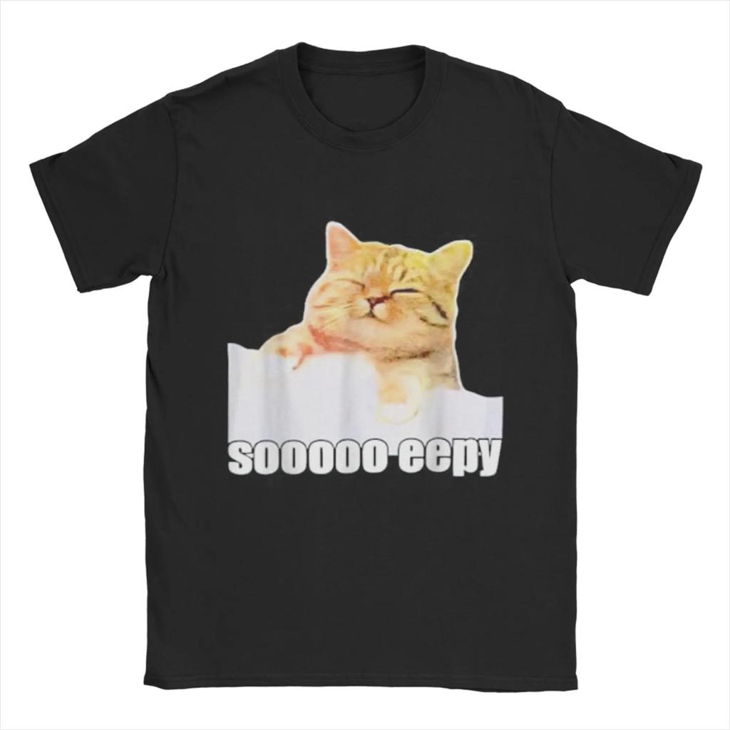2025 T-Shirt Eepy Cat Sleepy Cat Meme Awesome Tee Shirt Short Sleeve T Shirts Round Neck Clothing Gift Idea Men and Women