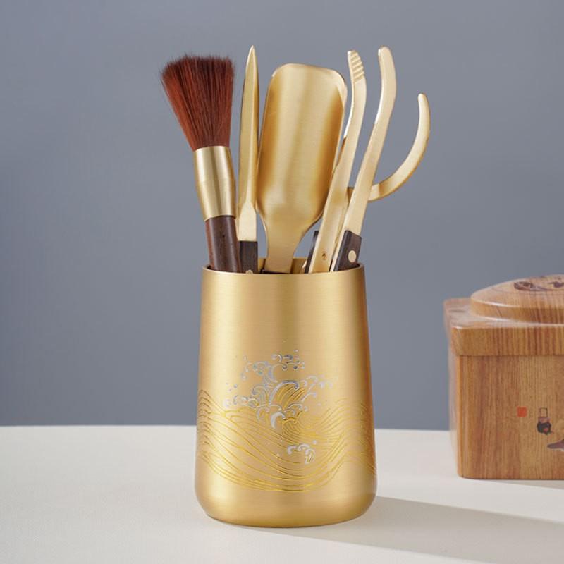 Brass Tea Ceremony Six Tools Set Gongfu Making Home Use Chinese Style Accessories