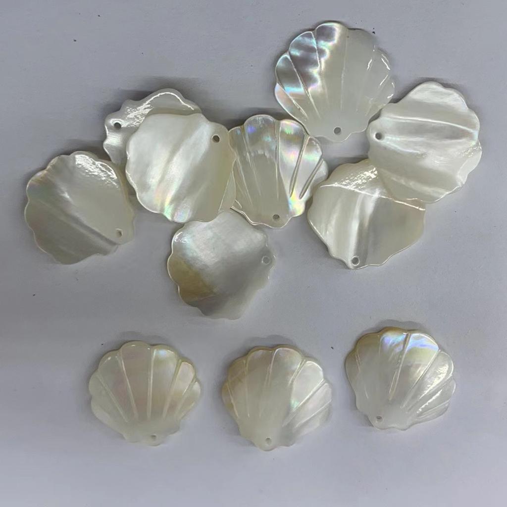2 Stück/Packung Natürliche schillernde Perlmutt-Jakobsmuschelschalen-Anhänger 20x21mm Einzelbohrung Weiße Muschelperlen Für Ozean-Thema DIY Ohrring Schmuckherstellung