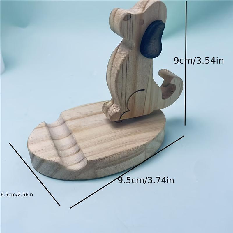 Kreativer fauler Handyhalter aus Holz Cartoon Welpe Massivholz Handyhalter Desktop Universal Handyhalter