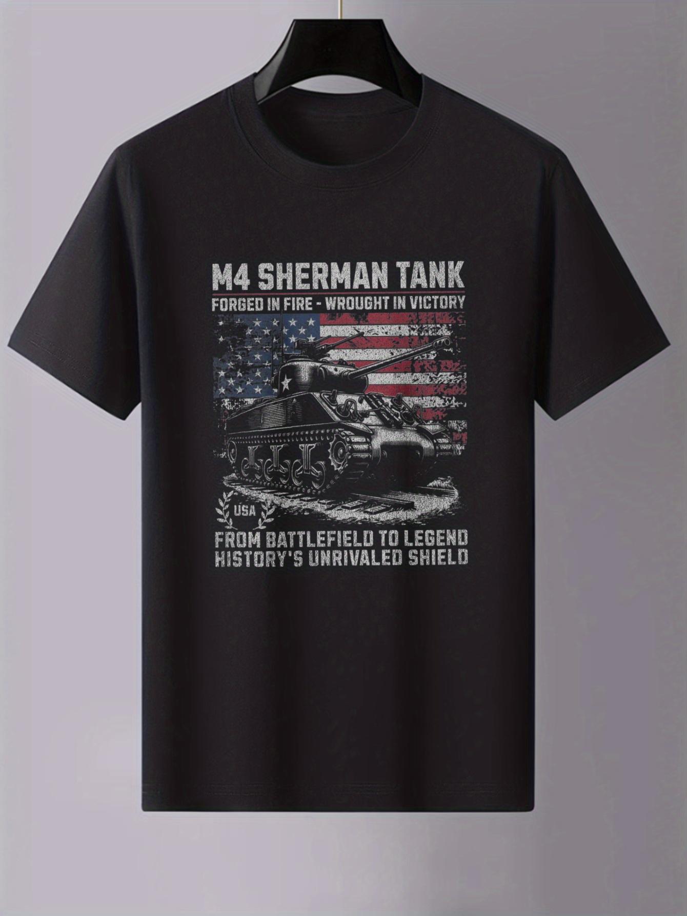 American Flag M4 Sherman Tank TShirt 100 Cotton ONeck Short Sleeve Summer Casual Mens Tshirt Streetwear S
