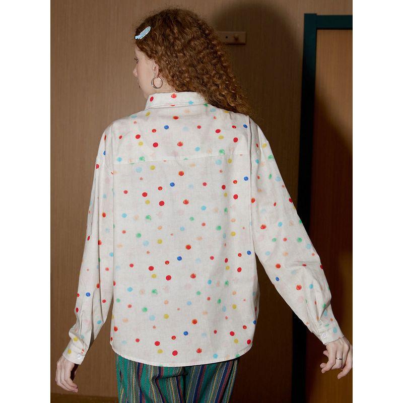 Coolhut Colorful Polka Dot Print Shirt 2025 New Women's Shirt Loose Casual Versatile