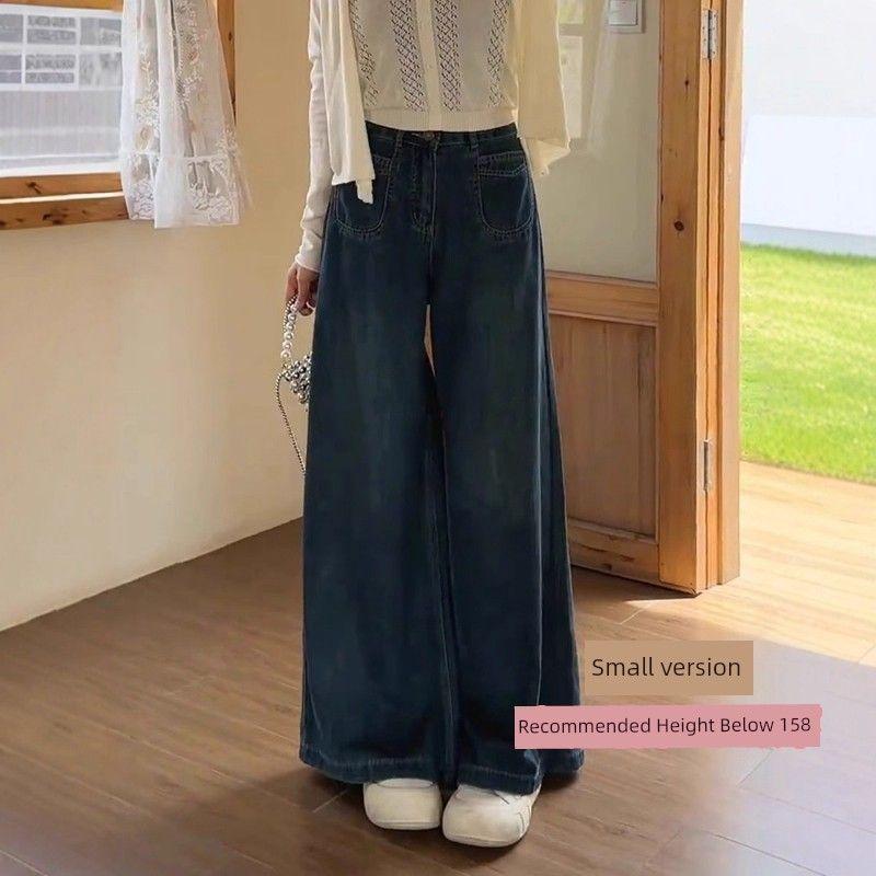 White Jeans for Women, New Spring Style, Plus Size for Chubby Girls, Pear-Shaped Body, High-Waisted, Slimming, Loose Wide-Leg Pants