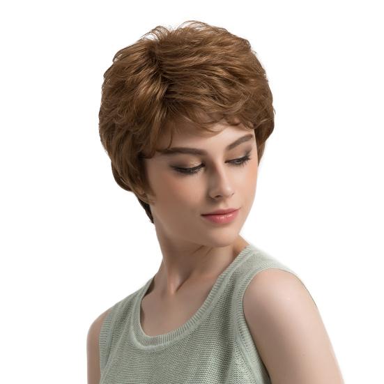 Parrucche piene di capelli ricci corti marroni moda donna regalo affascinante