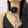 3D Rose Pendant Necklace Versatile Floral Clavicle Chain Simulated Flower Choker