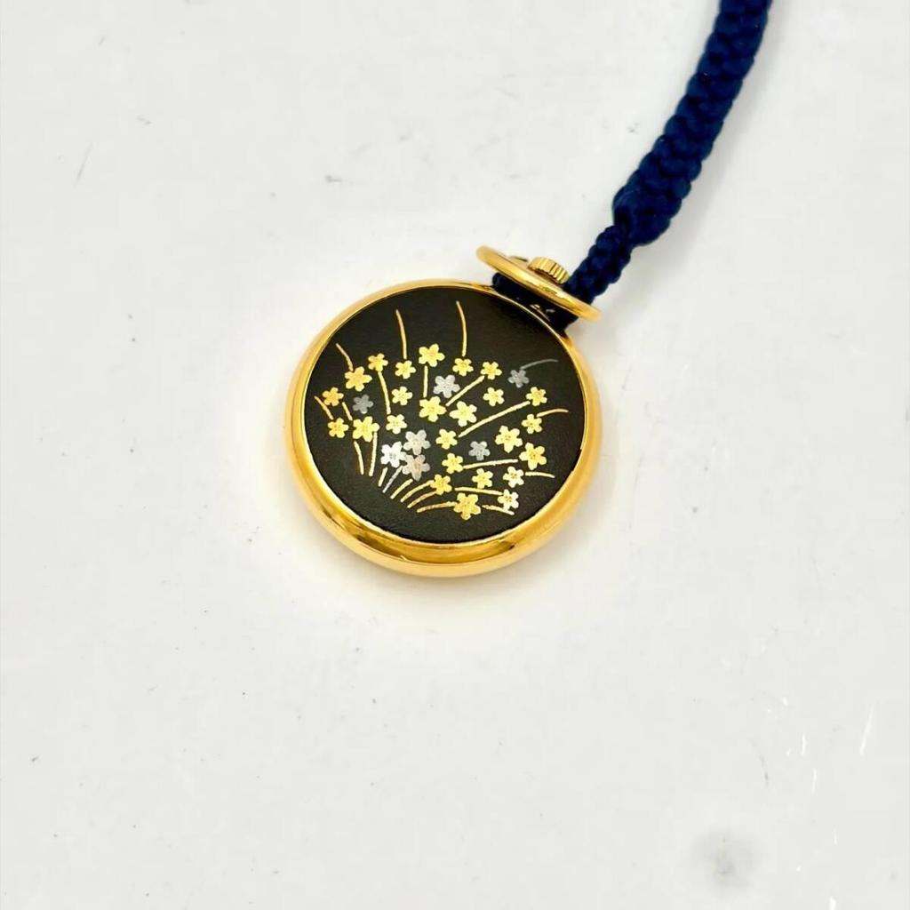 Used [New Battery] CITIZEN Pocket Watch Pendant Watch Gold Cherry Blossom Sakura