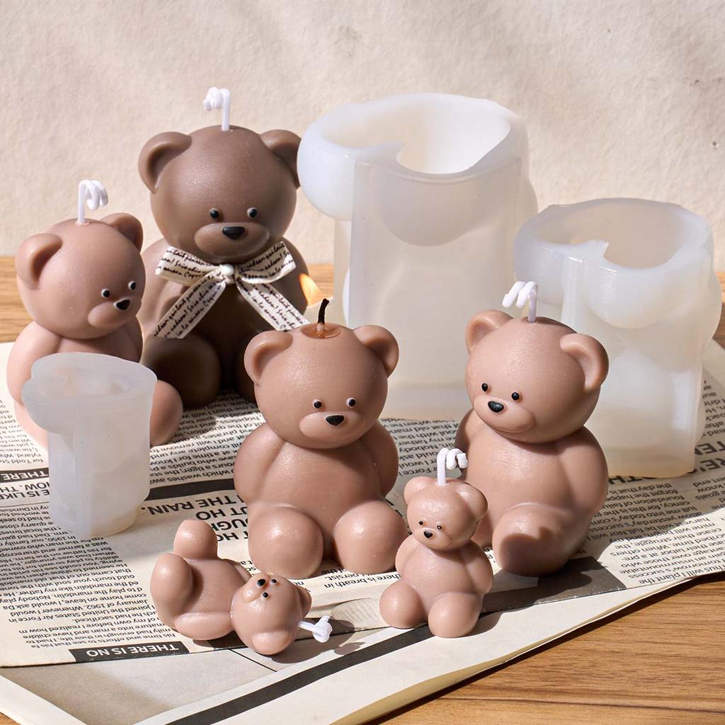 3D Cute Bear Silicone Candle Mold DIY Animal Ornaments Craft Gifts Making Aromatherapy Soap Plaster Resin Casting Molds Home Dec