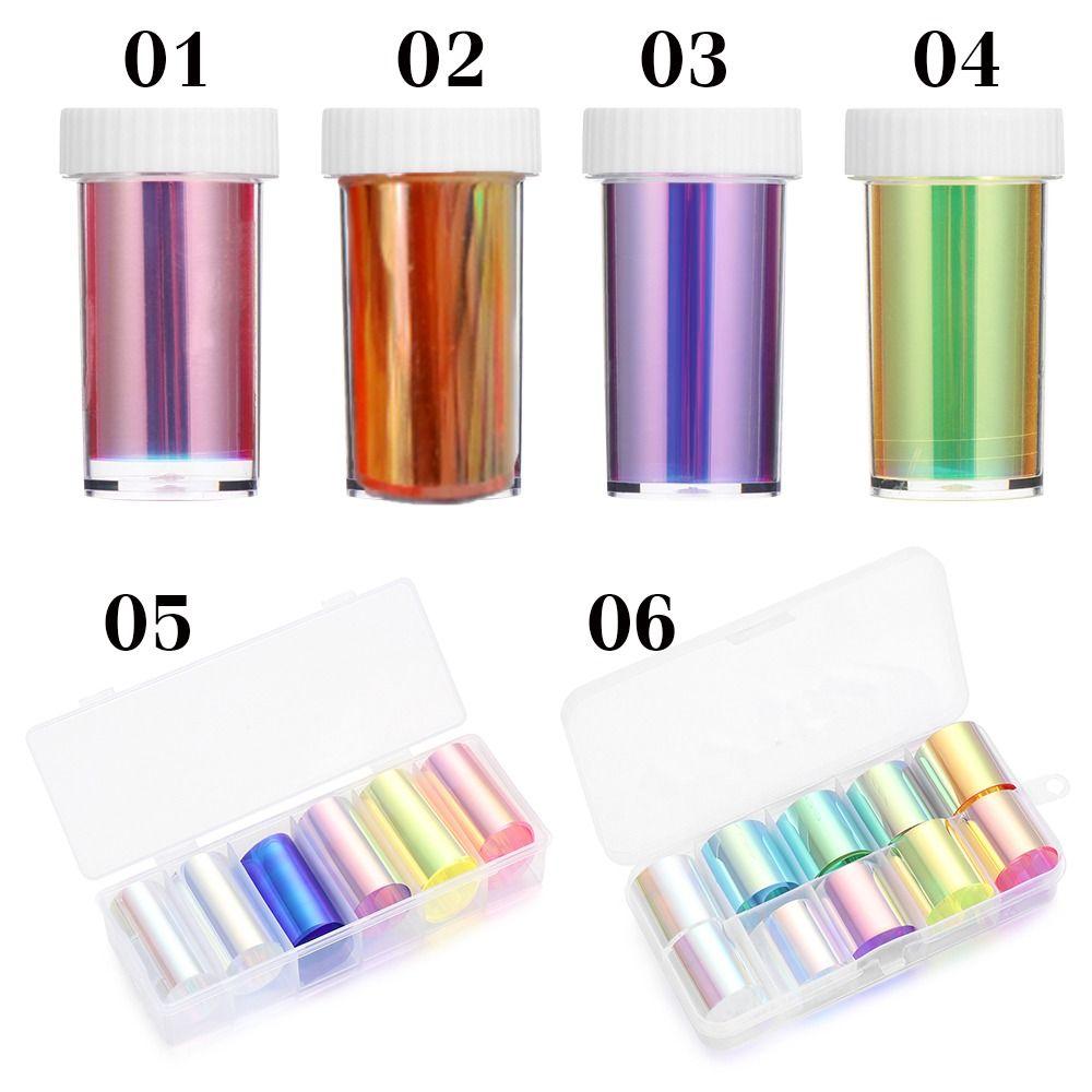 Women Beauty DIY Nail Decoration Tool Glass Paper Aurora Film Nail Stickers Holographic Design