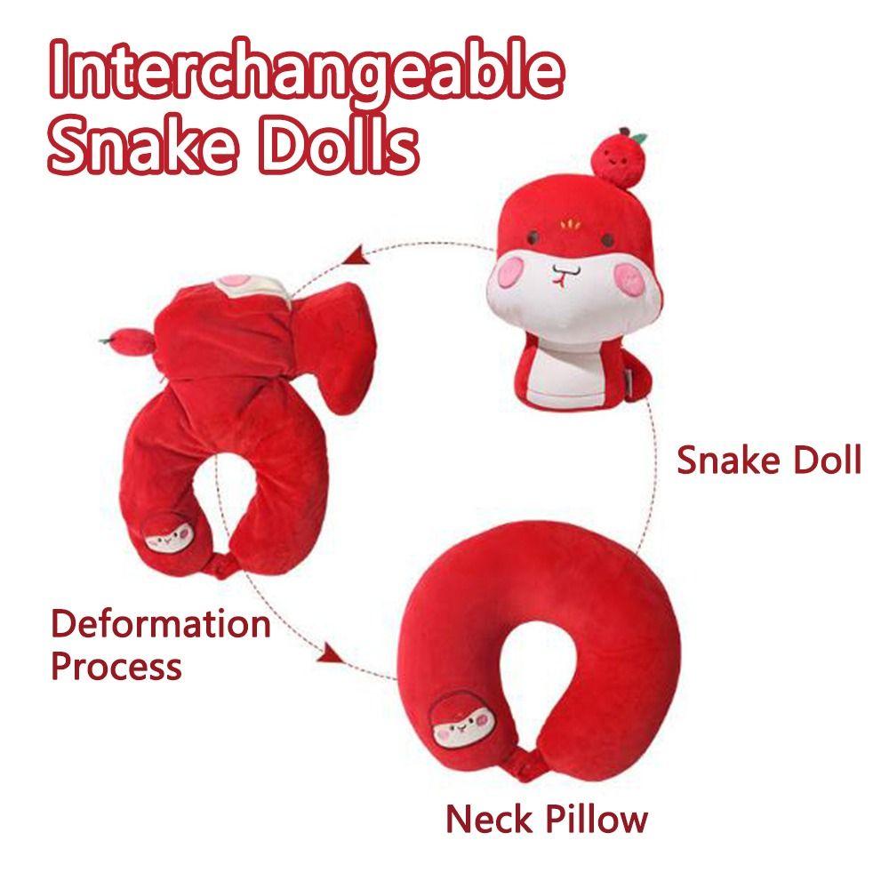 Creative Zodiac Snake Plush Doll Cute Plush Snake Toy Stuffed Neck Pillow  Festival Accessories