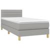 3140673 vidaXL Lit à sommier tapissier avec matelas Gris clair 100x200cm Tissu