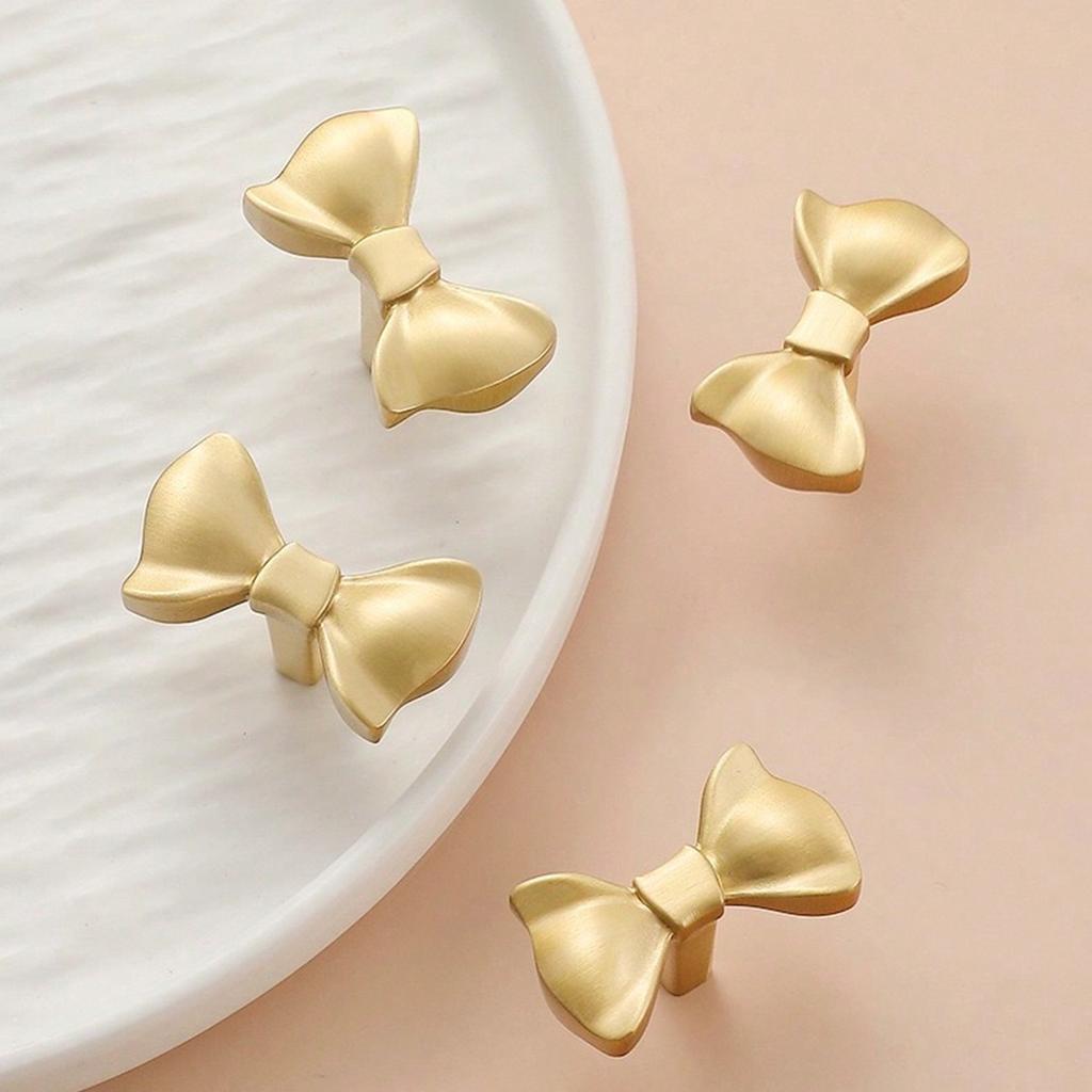 Brass Bow Drawer Pulls - Stylish Cabinet Door Handles for Home Decor Hardware Knobs and Drawer Cabinet Door Handles