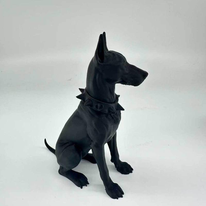 Lifelike Sitting Doberman Pinscher Figurine Exquisite Cool Dog Statue for Car Dashboard Desk Bookshelf Home Decor Holiday Gift