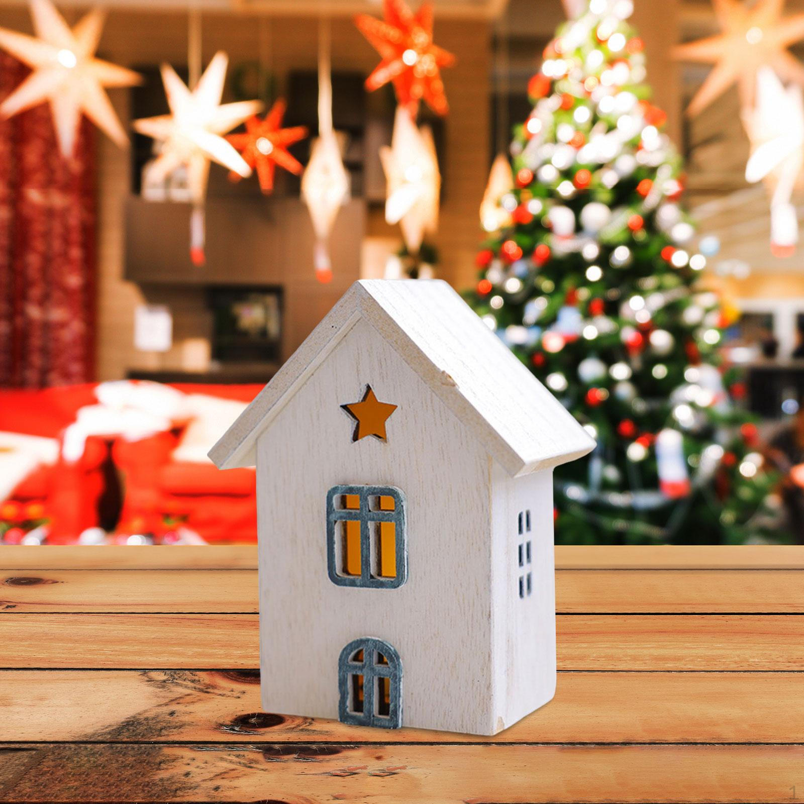 

Christmas Village House Collectible Buildings Holiday Display Tabletop Figurine for Home Decor 13cm white