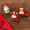Cartoon Chinese New Year Headwear God of Wealth Cute Animals Hair Clip Red Snake Hairpin  Children