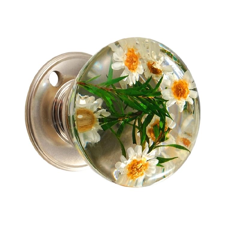 Decorative Orb Door Handle with Clear Resin Art Work Metal Ergonomic Shape Hassle Easy Installation for House