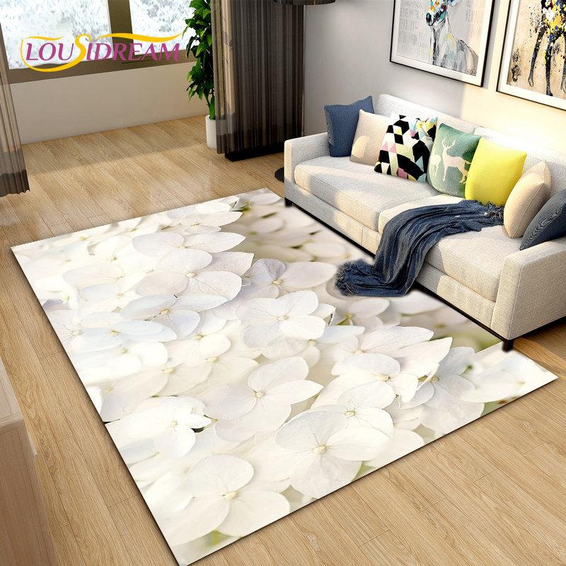 3D Nordic Flower, Daisy Area Rug,Carpet Rug for Living Room Bedroom Sofa Doormat Kitchen Decoration,Kids Play Non-slip Floor Mat