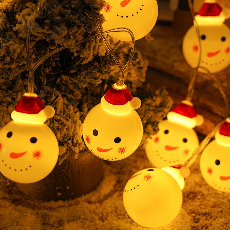 Christmas LED Santa & Snowman Head String Lights - Festive Glitter Decoration