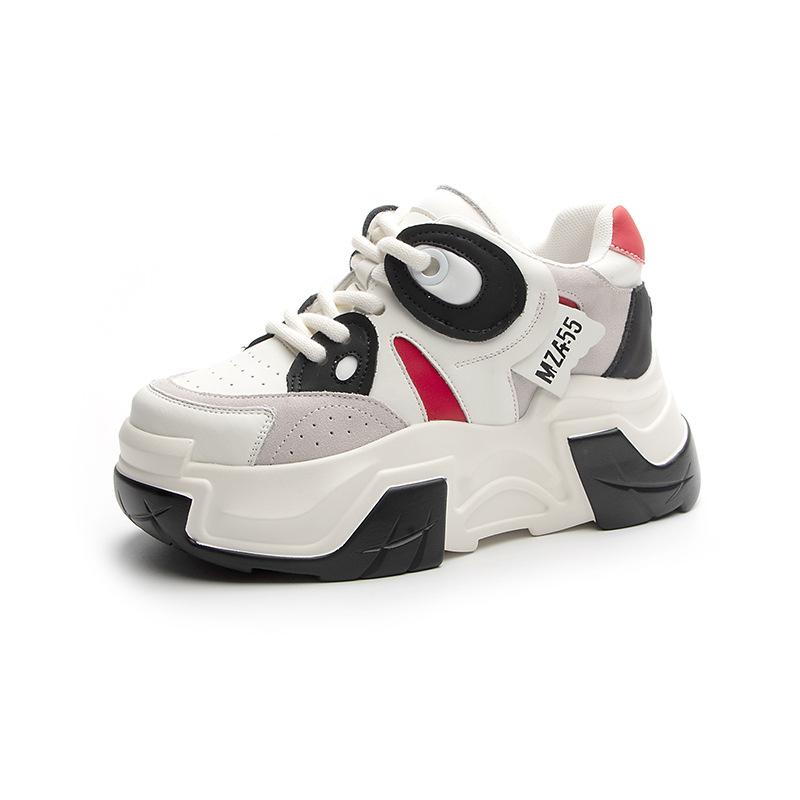 Platform dad shoes new autumn and winter super fire velvet leather heightening casual sports shoes