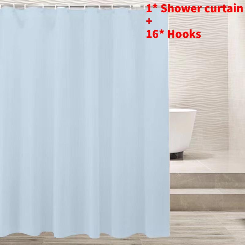 Waterproof Solid Color Polyester Shower Curtain Hooks Set For Decor Bathroom