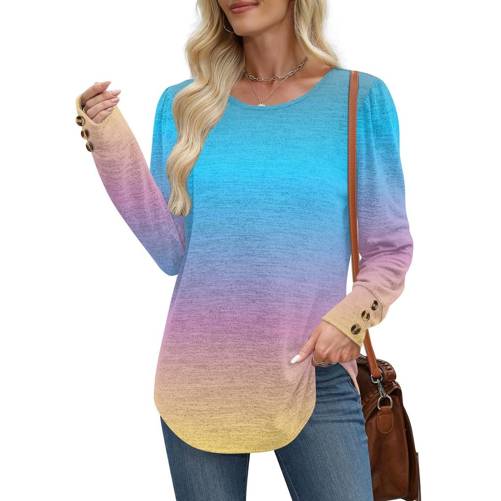 Women's gradient fashion long-sleeved top