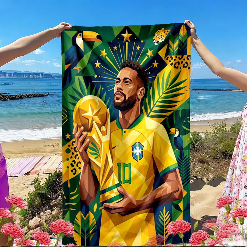 Neymar Jr Print Beach Towel, Versatile Lightweight Absorbent Beach Towel for Pool Surf Yoga Bathroom, Perfect Birthday Holiday Gift