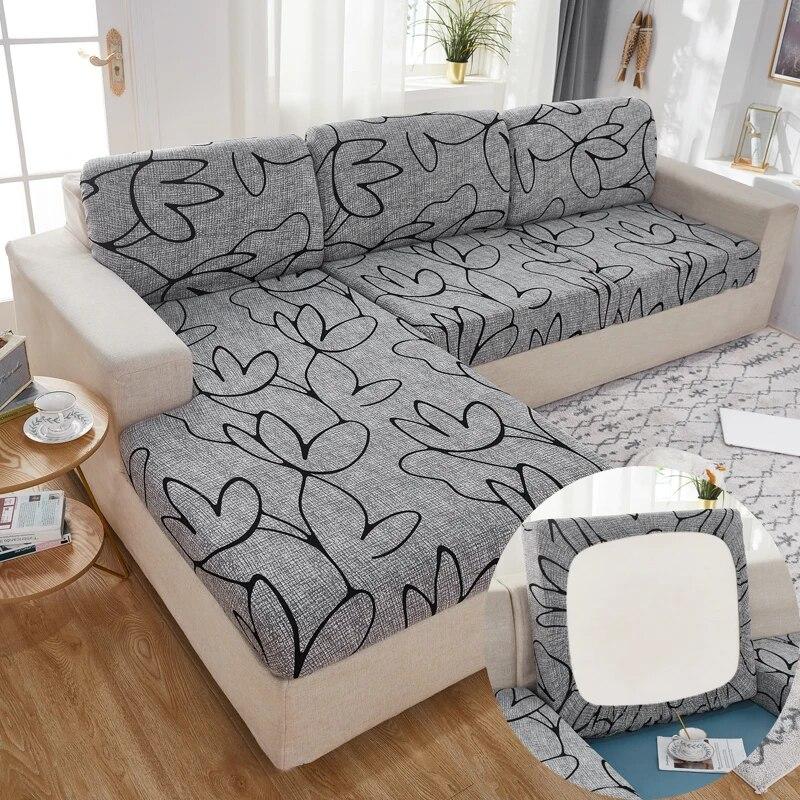 New Floral Printed Stretch Sofa Seat Cushion Cover Backrest Cover Protector for Couch Sofa Cover L Shape Chaselong Slipcovers