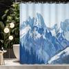 1Pc Modern Abstract Snow Mountain Range Pine Forest Winter Snowy Scenery Shower Curtain, Decorative Printed Bath Curtain