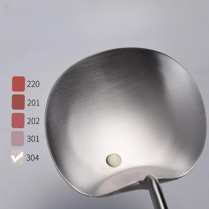 Kochlöffel aus Edelstahl 304, Suppenlöffel in Lebensmittelqualität, Haushaltsgeschirr für Köche, Küchenutensilien mit langem Griff, Pfannengerichte