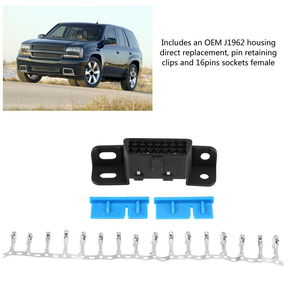OBD2 II 16Pin Female Connector OBDII Cable Car Auto Adapter Plug Shell Kit for GM J1962