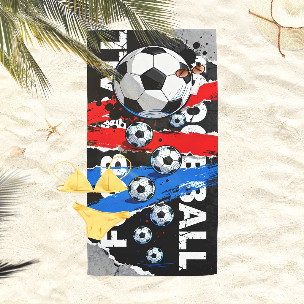 1pc Football Extra Large Beach Towel & Bath Blanket - Microfiber Super Absorbent Suitable for Travel, Pool, Surfing, Camping