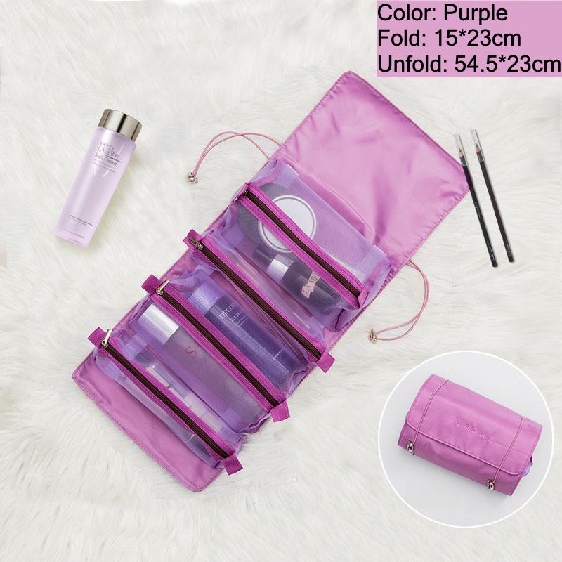 

Cosmetic Bag for Women Zipper Mesh Separable Cosmetics Pouch Ladies Foldable Nylon Bag фиолетовый