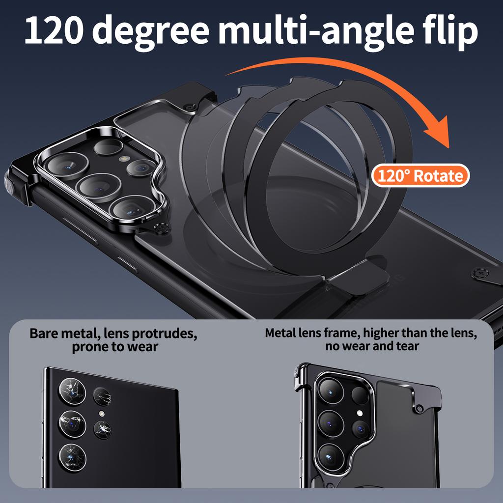 Oatsbasf Magnetic Slim Phone Case for Samsung Galaxy S23 S24Ultra Baze-less Phone Protective Cover w/ Magsafe Finger Ring Holder