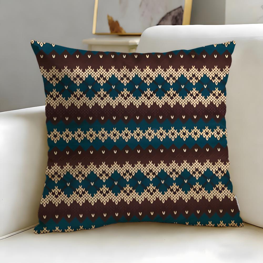 Fair Isle Muster Kissenbezug Weich Leicht zu Waschen Kissenhülle Vielseitig für Sofa Bett Reise und Büro