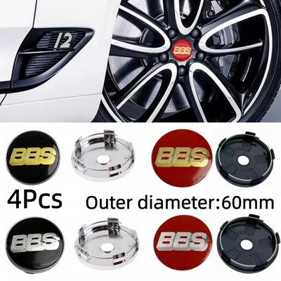 4 Piezas 60mm Emblema Insignia Logo BBS Tapacubos Centrales para Rueda de Coche Tapacubos Ruedas Cubierta de Llanta de Buje Automotriz Reemplazo Accesorios de Coche