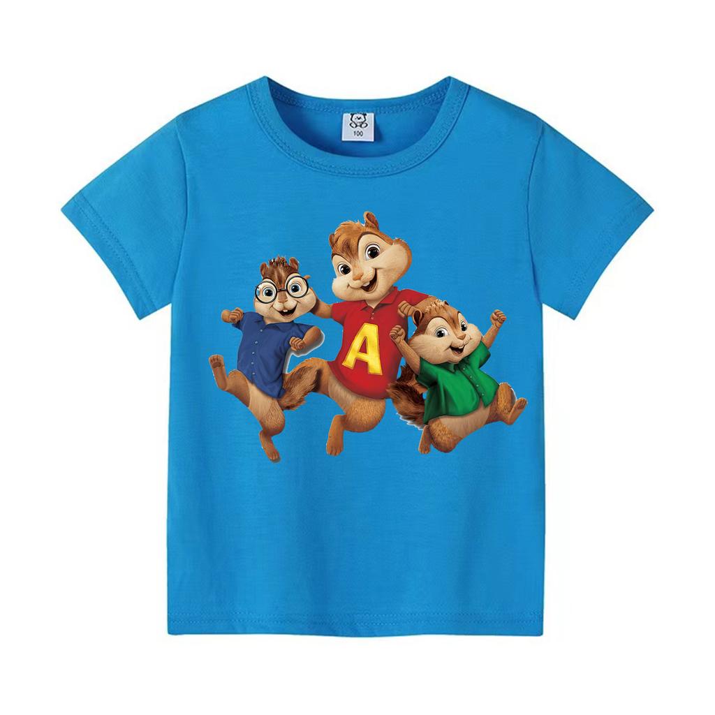 Ropa Linda de Ardilla de Dibujos Animados de Moda Camiseta de Verano de Manga Corta para Niños y Adolescentes Niños y Niñas