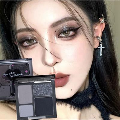 4 Colors Punk Smokey Cool Toned Eyeshadow Palette Pearlescent Matte Lasting Eyeshadow Black Gray Party Eye Pigments Makeup