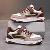 Korean Style Kids' Brown Leather Patchwork Velcro Sneakers - Casual Sports Shoes