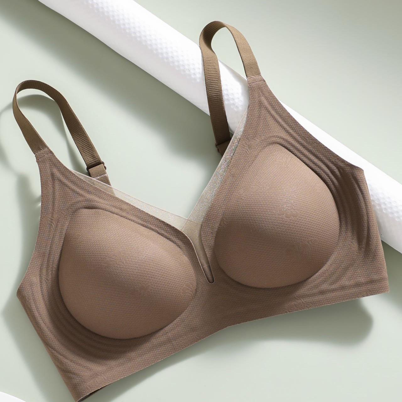 

Бесшовный сетчатый кружевной бюстгальтер с V-образным вырезом и эффектом пуш-ап с формованными чашками для маленькой груди 2XL