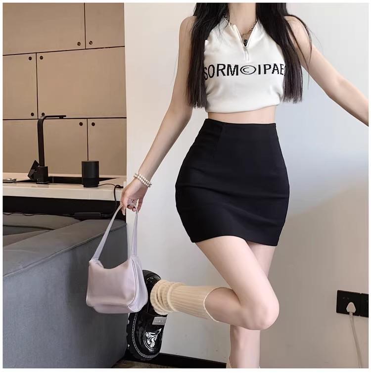 2025 New Women's Bodycon Midi Skirt: Pure Desire In Gray & Black, Perfect for Spring & Summer