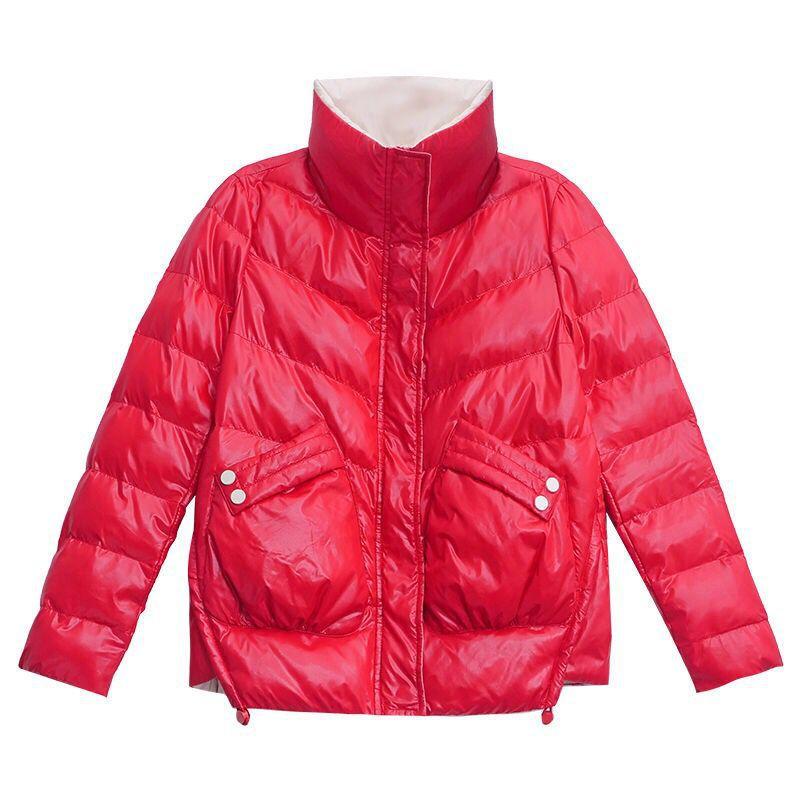 Zimní bavlněná bunda pro ženy, nová korejská verze zateplená bunda volného střihu, krátký zahraniční styl, malá a lehká bavlněná bunda