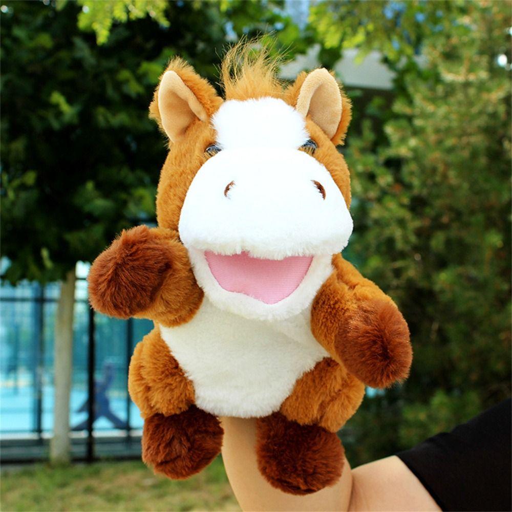 Movable Open Mouths Plush Animal Puppets Cow Duck Pig Stuffed Hand Doll Kids Toy Role-Playing