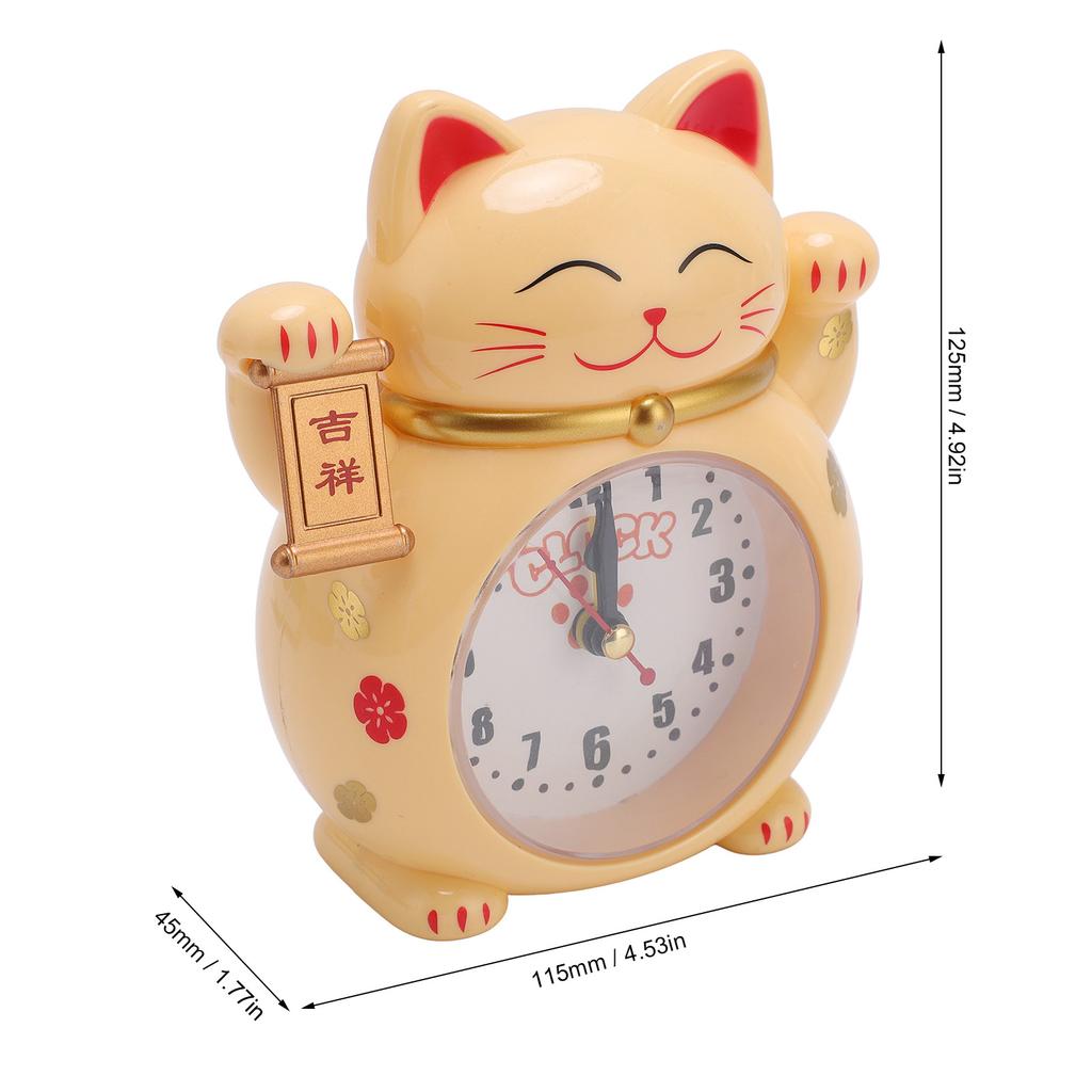 1Pc Lucky Cat Clock Accurate Plastic Cute Cartoon Good Lucky Cat Alarm Clock for Home