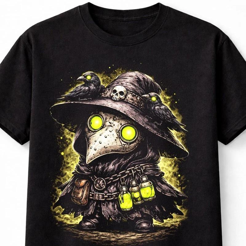 Plague Doctor Gnome Gothic Raven Horror Graphic Unisex TShirt S
