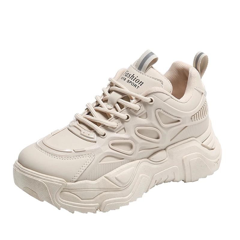 Fashion 2024 Luxury New Breathable Sports Casual Shoes for Women Thick-soled Lace-up Running Sneakers Fashionable and Versatile