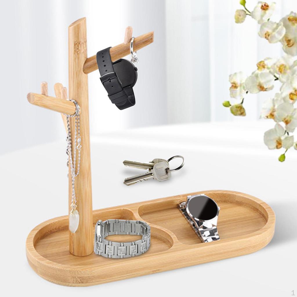Bamboo Necklace Storage Holder Cufflinks Watch Anklet with Branch Earring Jewelry Stand