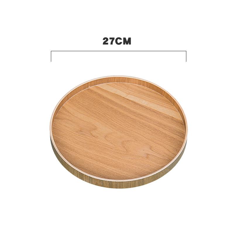 Japanese Style Round Tray Food Serving Plate Natural Wood Snack Dessert Plates Wooden Simple Fruit Dish Tray Kitchen Organizer
