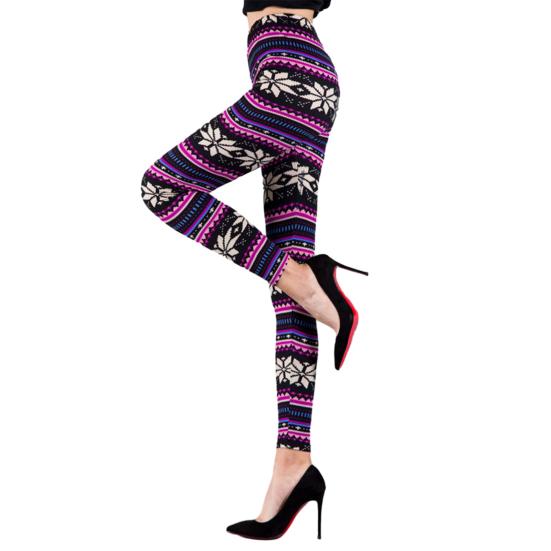 Autumn Winter Women Pants Snowflake Elk Print High Waist Tummy Control Soft Elastic Thermal Skinny Butt-lifted Yoga Trousers Lady Leggings