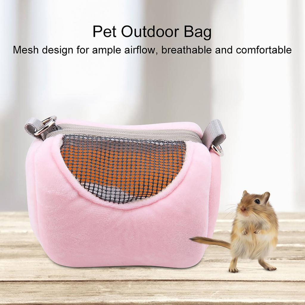 Breathable Pet Small Animal Carrier Hamster Travel Bag Reptile Outdoor Bag Pink