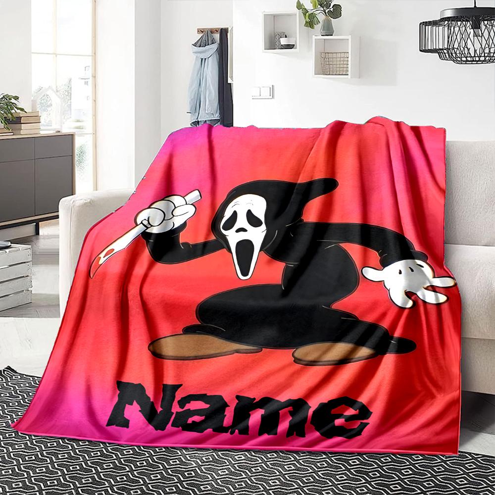 Custom Name Grim Reaper Humor Party Blanket For Couch Bed Plush Cozy Fuzzy Blanket Super Soft Warm Blankets For Fall And Winter 0916130